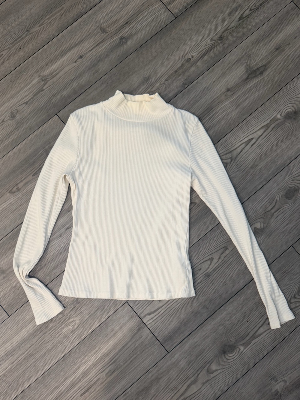 Anthropologie Maeve Cream Ribbed Mock Neck Shirt Size Snall
